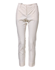 Dolce & Gabbana Weiße Hose aus Wolle mit hohem Bund und schmal zulaufendem Bein