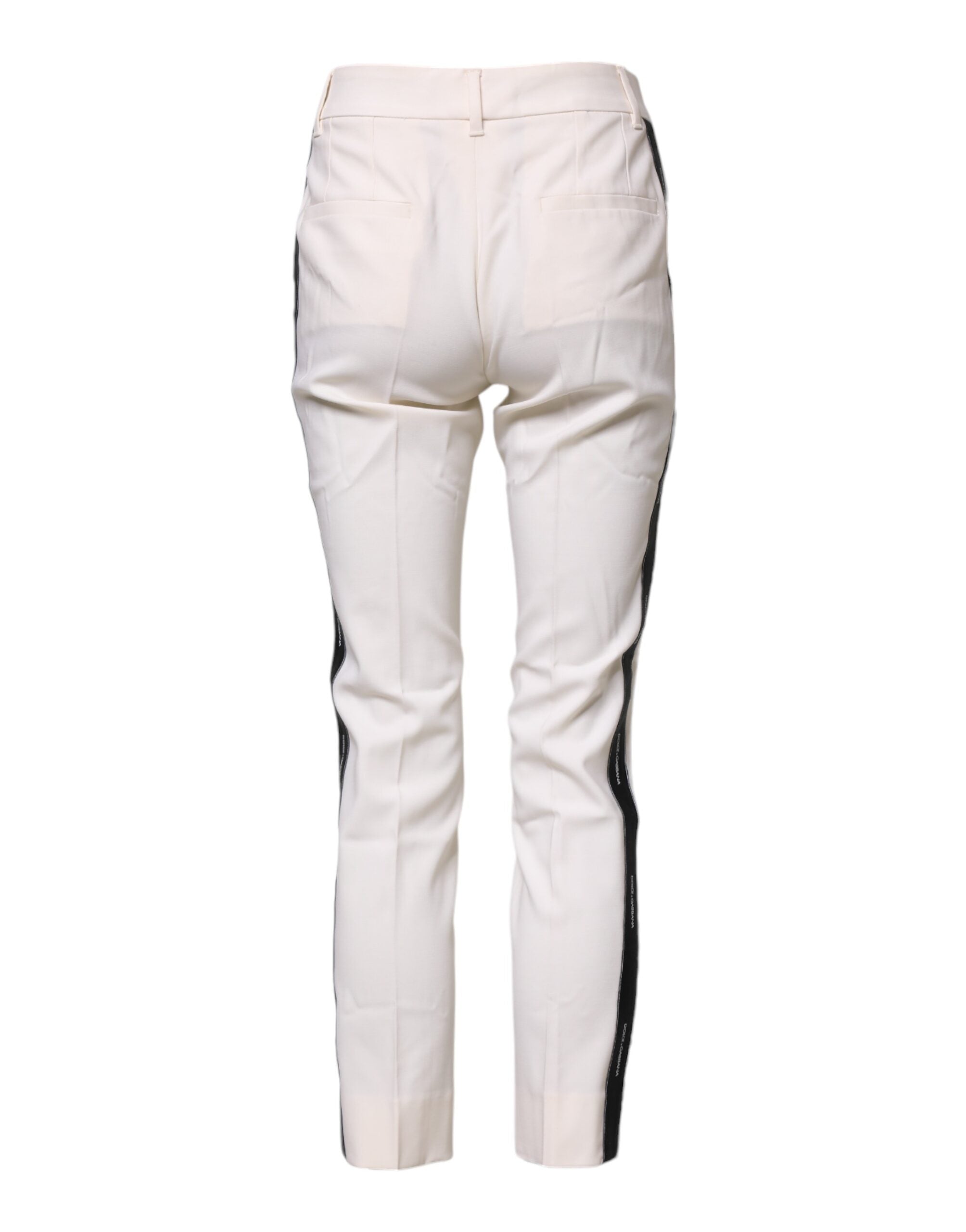 Dolce & Gabbana Weiße Hose aus Wolle mit hohem Bund und schmal zulaufendem Bein