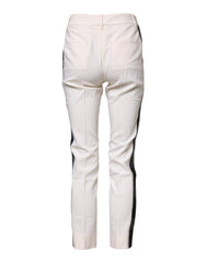 Dolce & Gabbana Weiße Hose aus Wolle mit hohem Bund und schmal zulaufendem Bein
