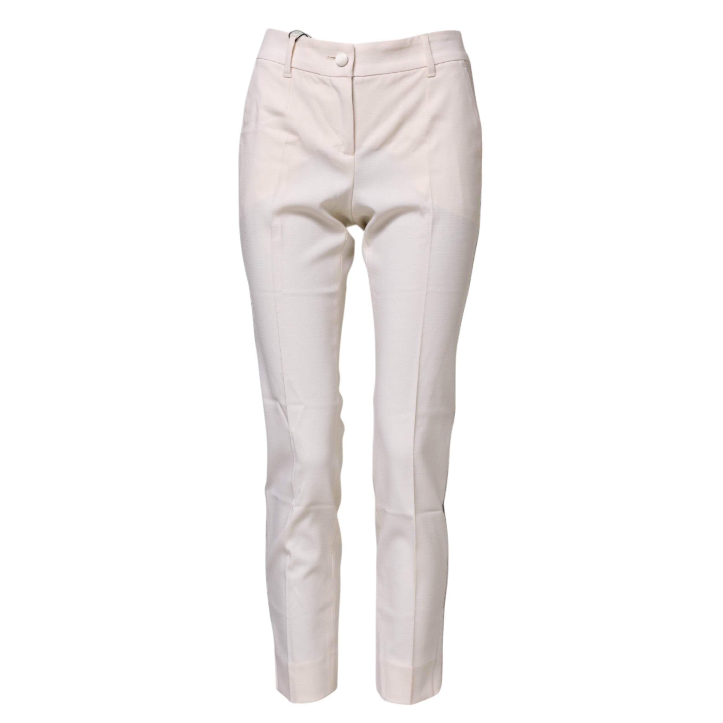 Dolce & Gabbana Weiße Hose aus Wolle mit hohem Bund und schmal zulaufendem Bein