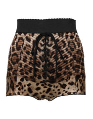 Dolce & Gabbana Braune Leopard High Waist Hot Pants Shorts