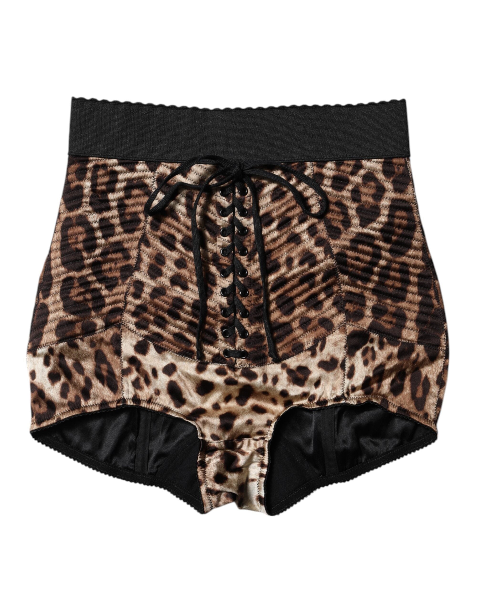 Dolce & Gabbana Braune Leopard High Waist Hot Pants Shorts