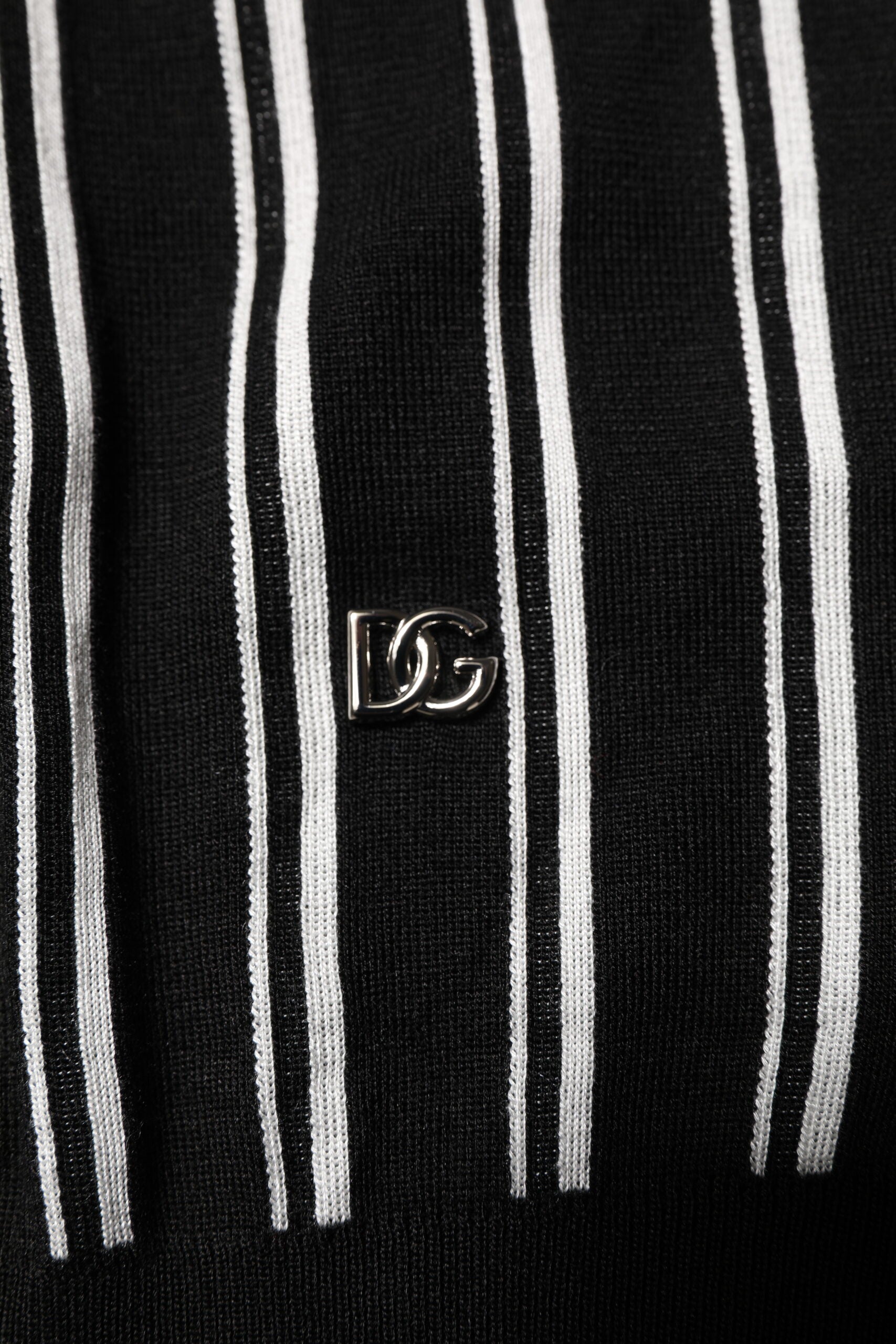 Dolce & Gabbana Zwart Wit Gestreept Polo T-shirt met Kraag