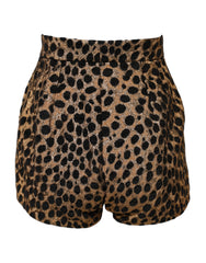 Dolce & Gabbana Braune Leopard High Waisted Hot Pants Shorts