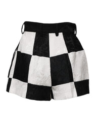 Dolce & Gabbana Schwarze Weiß Blumige Brokat Hot Pants Shorts