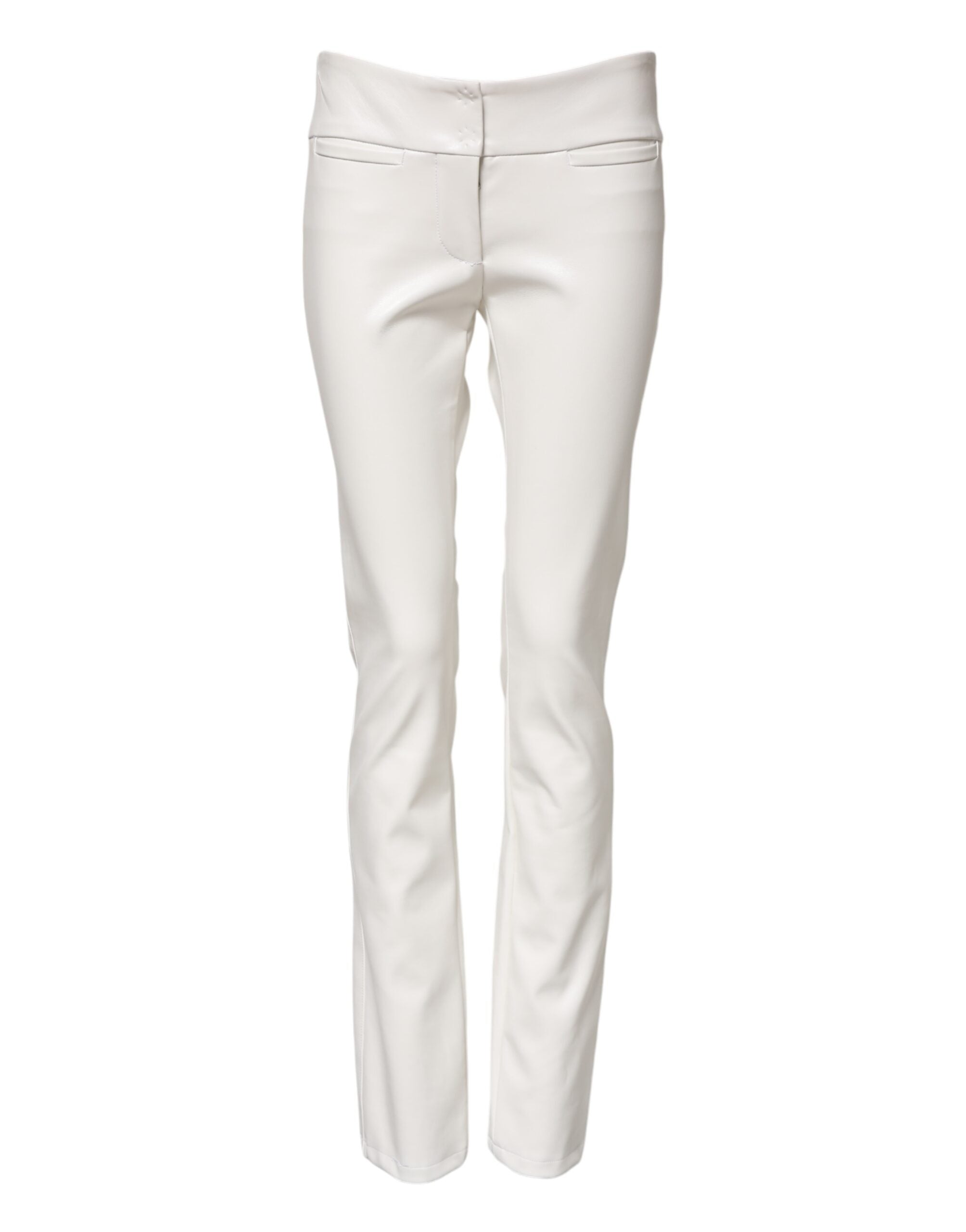 Dolce & Gabbana Weiße High Waist Tapered Hose aus Polyurethan