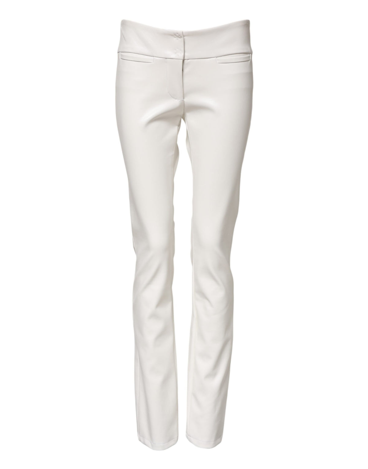 Dolce & Gabbana Weiße High Waist Tapered Hose aus Polyurethan