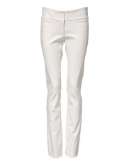 Dolce & Gabbana Weiße High Waist Tapered Hose aus Polyurethan