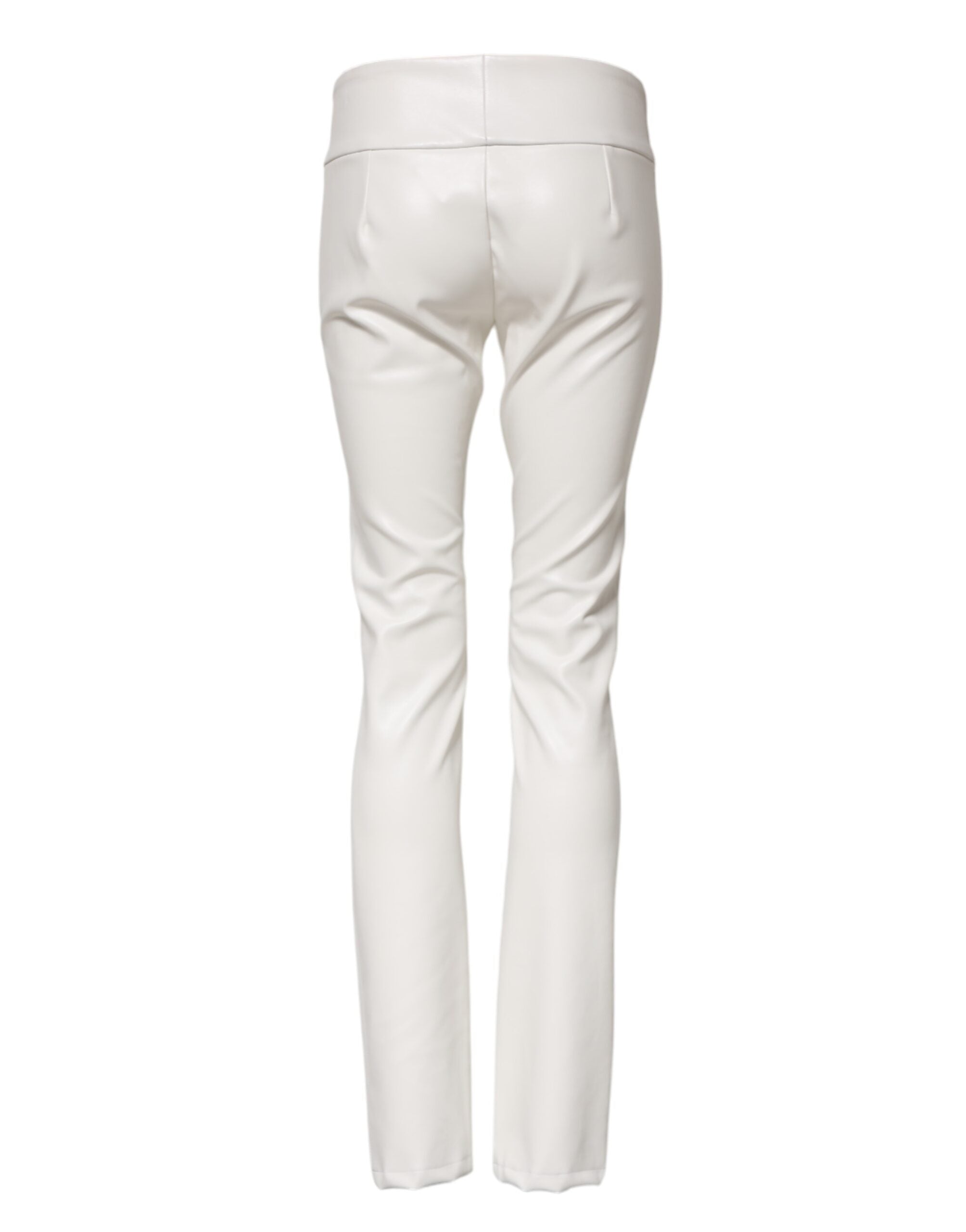 Dolce & Gabbana Weiße High Waist Tapered Hose aus Polyurethan