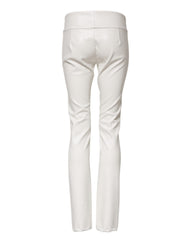 Dolce & Gabbana Weiße High Waist Tapered Hose aus Polyurethan
