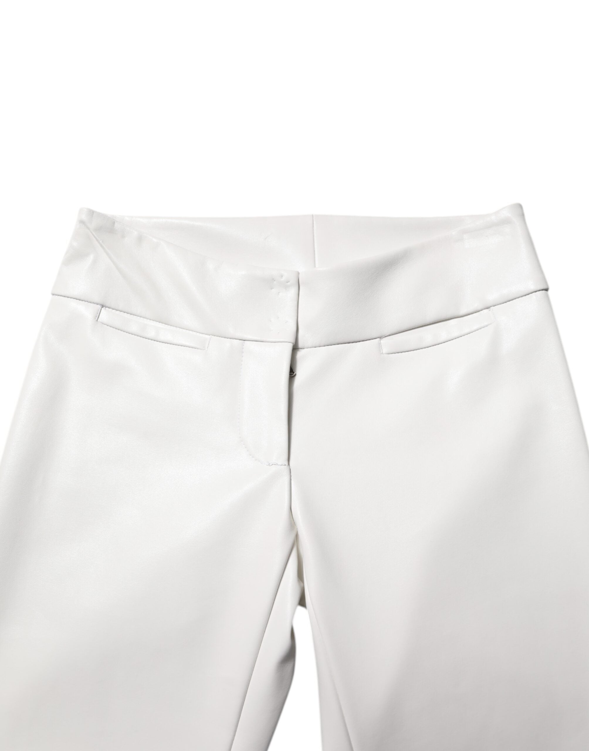 Dolce & Gabbana Weiße High Waist Tapered Hose aus Polyurethan