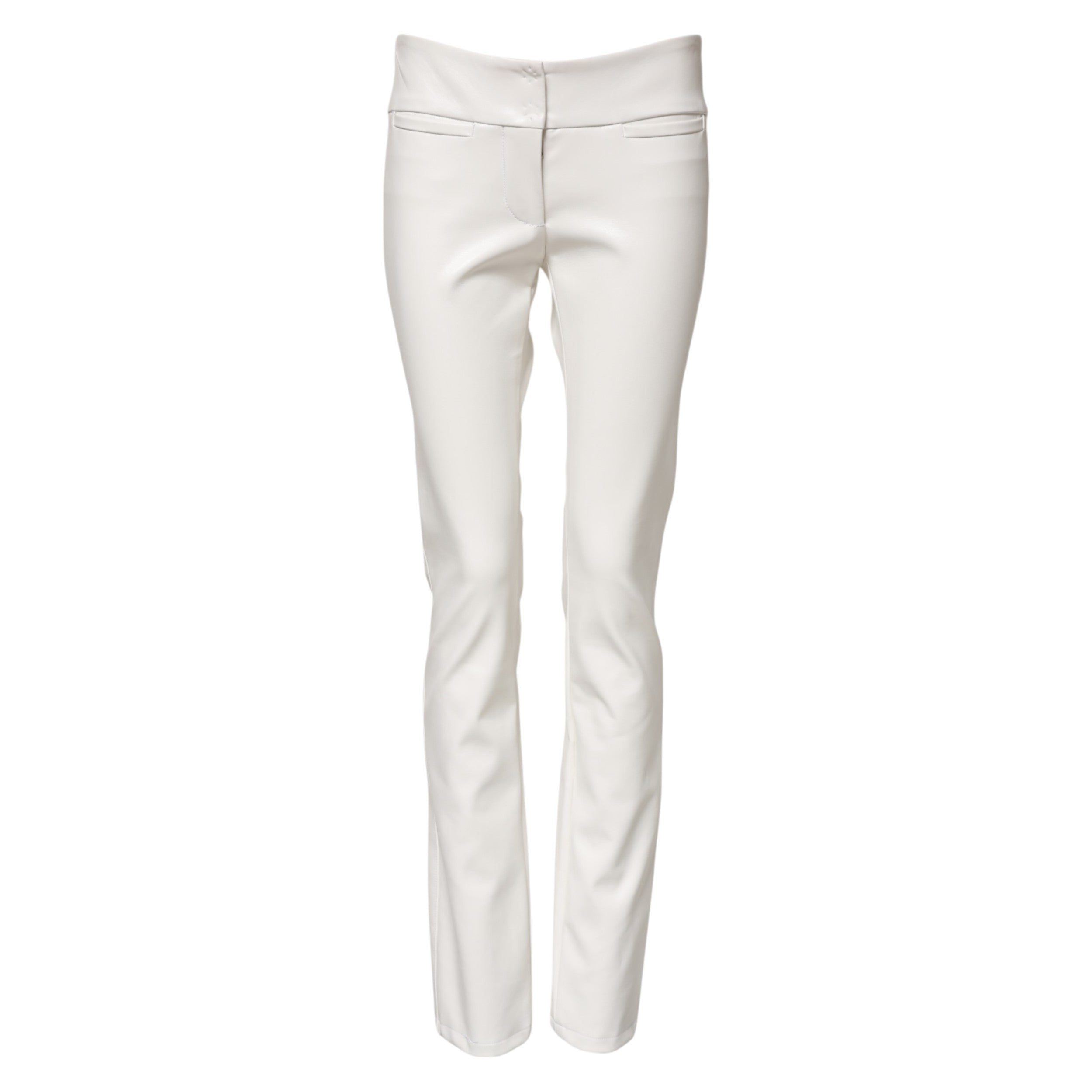 Dolce & Gabbana Weiße High Waist Tapered Hose aus Polyurethan