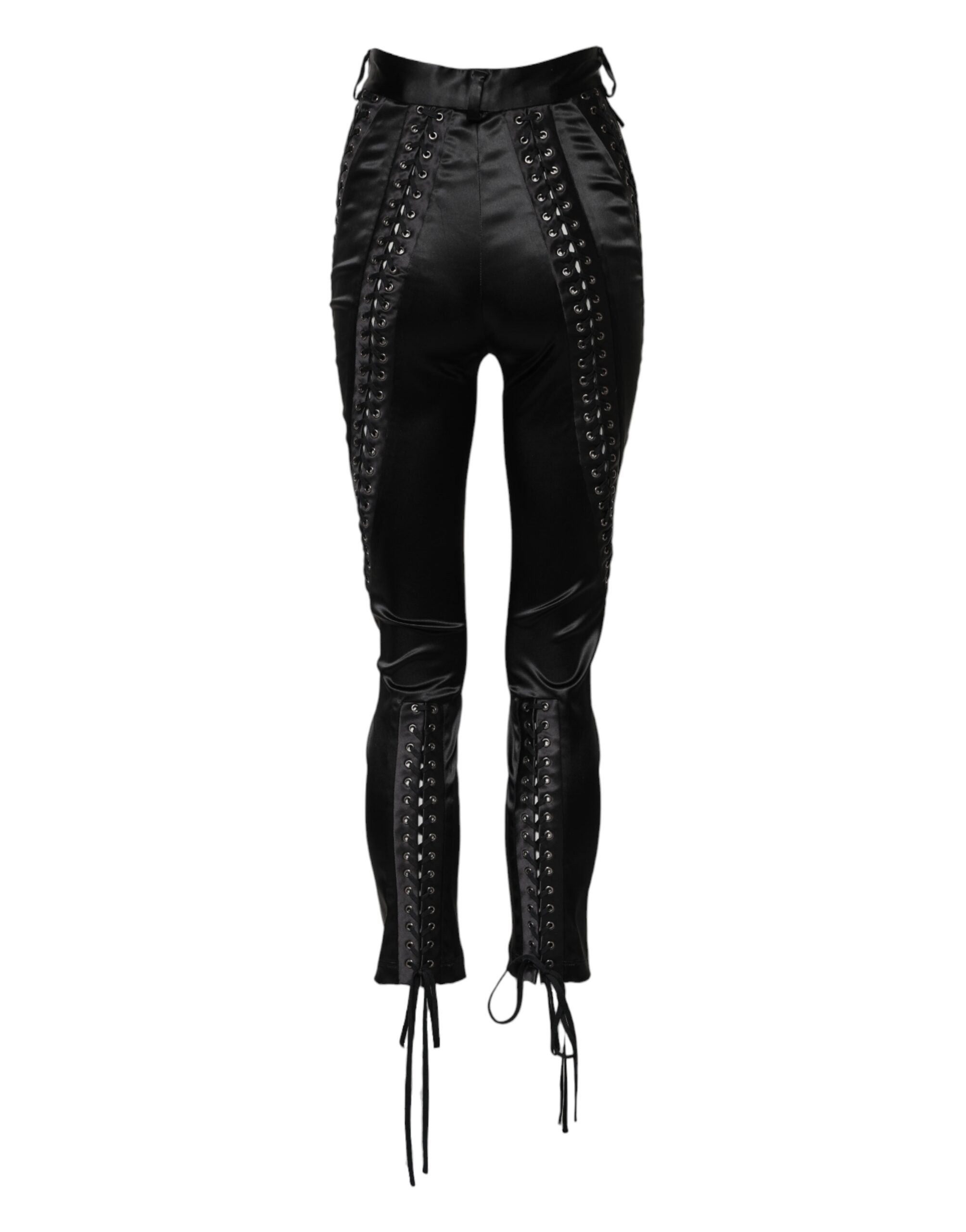 Dolce & Gabbana Schwarze High-Waist-Skinny-Hose mit Spitzendetails
