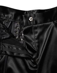Dolce & Gabbana Schwarze High-Waist-Skinny-Hose mit Spitzendetails