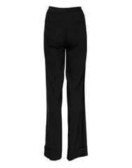 Dolce & Gabbana Schwarze High-Waist Hose aus Wolle mit weitem Bein