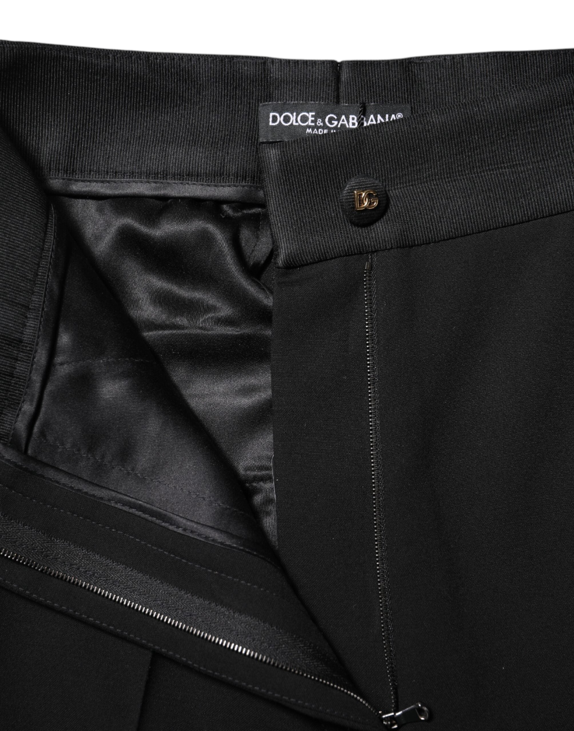 Dolce & Gabbana Schwarze High-Waist Skinny Hose aus Wolle