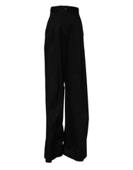Dolce & Gabbana Schwarze High-Waist Hose aus Baumwolle mit weitem Bein