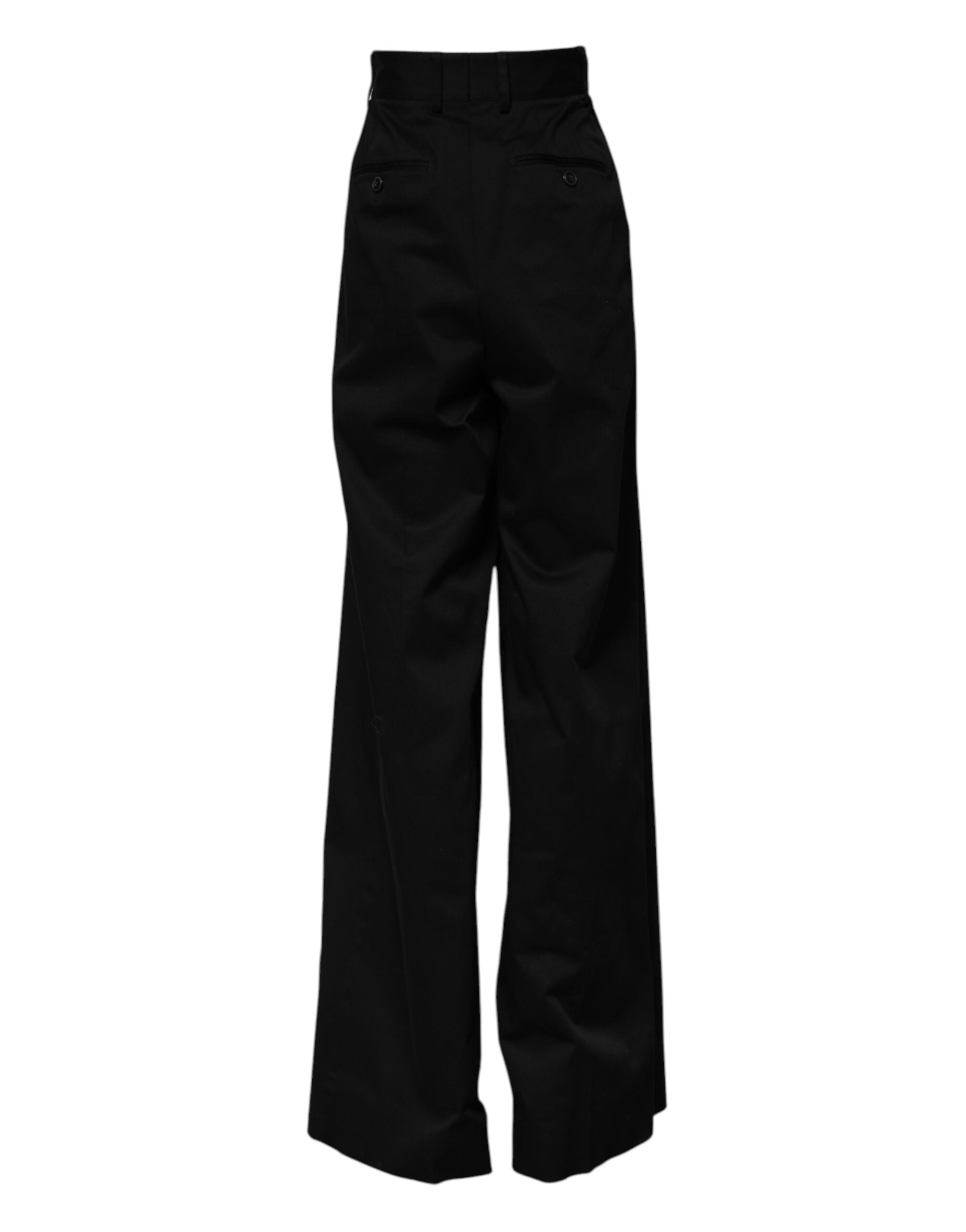 Dolce & Gabbana Schwarze High-Waist Hose aus Baumwolle mit weitem Bein