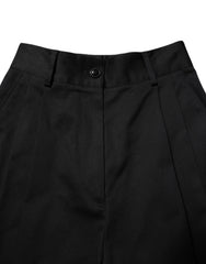 Dolce & Gabbana Schwarze High-Waist Hose aus Baumwolle mit weitem Bein