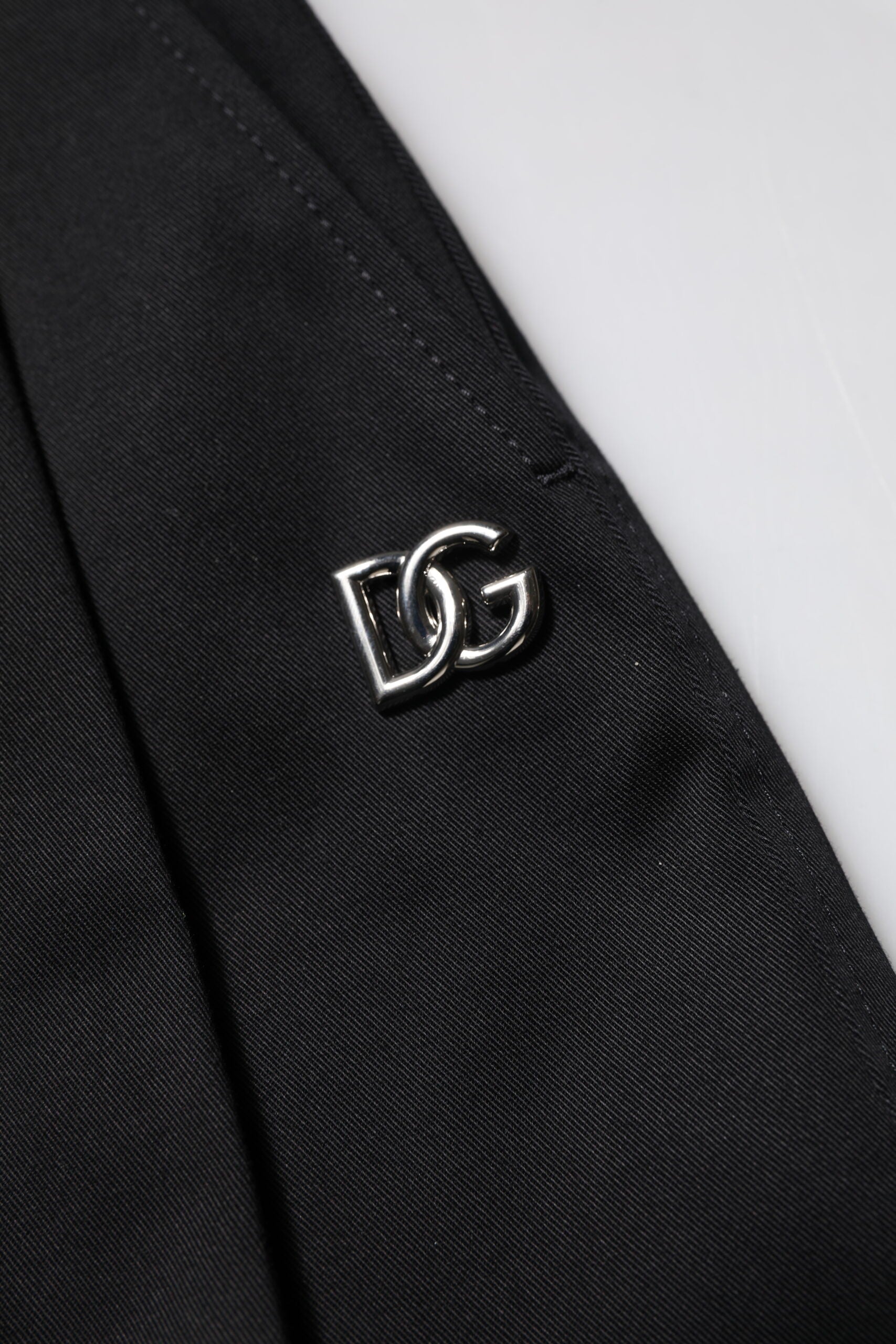 Dolce & Gabbana Schwarze High-Waist Hose aus Baumwolle mit weitem Bein