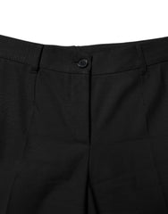 Dolce & Gabbana Zwarte Wollen Broek met Hoge Taille en Taps Toelopende Pijpen