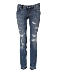 Dolce & Gabbana Blaue ZERSTÖRTE Skinny Jeans