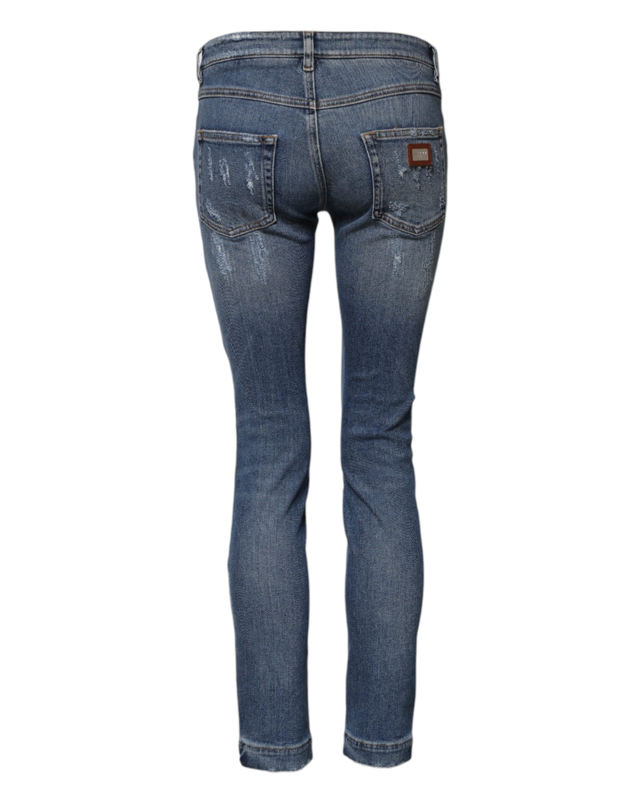 Dolce & Gabbana Blaue ZERSTÖRTE Skinny Jeans