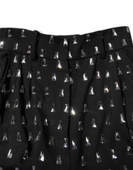 Dolce & Gabbana Schwarze Weite Hose mit Kristallverzierung