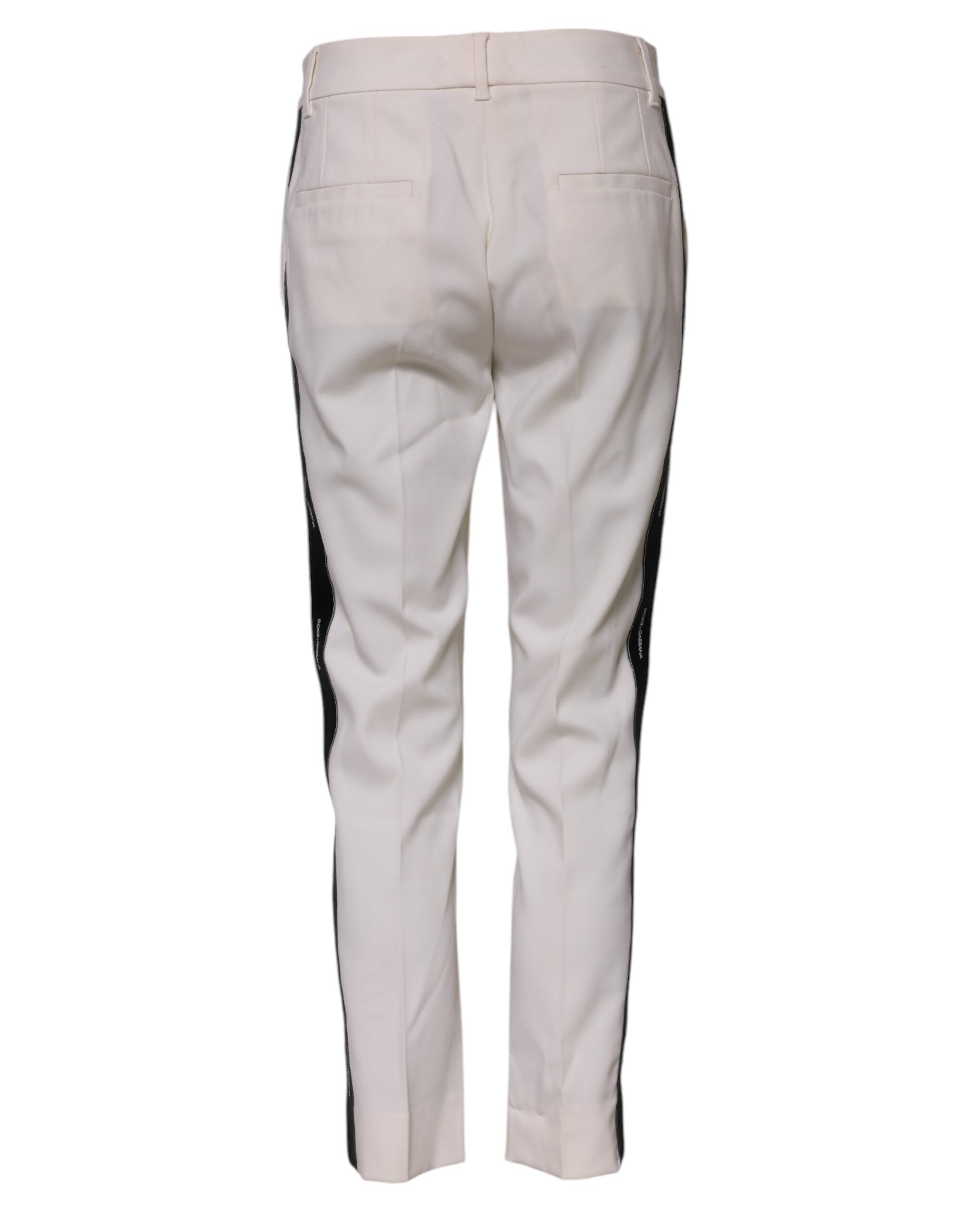 Dolce & Gabbana Weiße Hose aus Wolle mit mittlerer Taille und schmal zulaufendem Bein