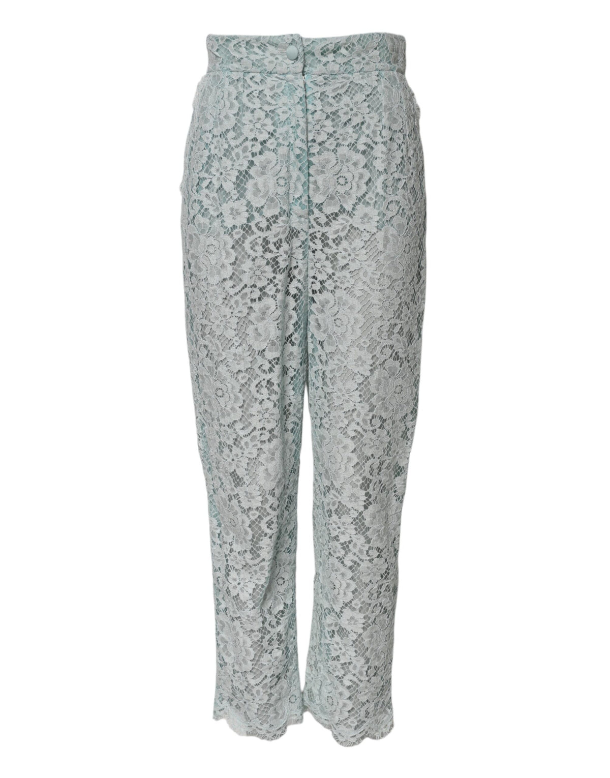 Dolce & Gabbana Mintgrüne Hose aus Baumwollspitze mit Blumenmuster