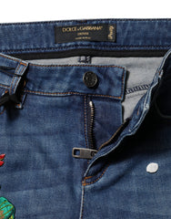 Dolce & Gabbana Blaue Baumwolle mittelhohe Skinny Jeans