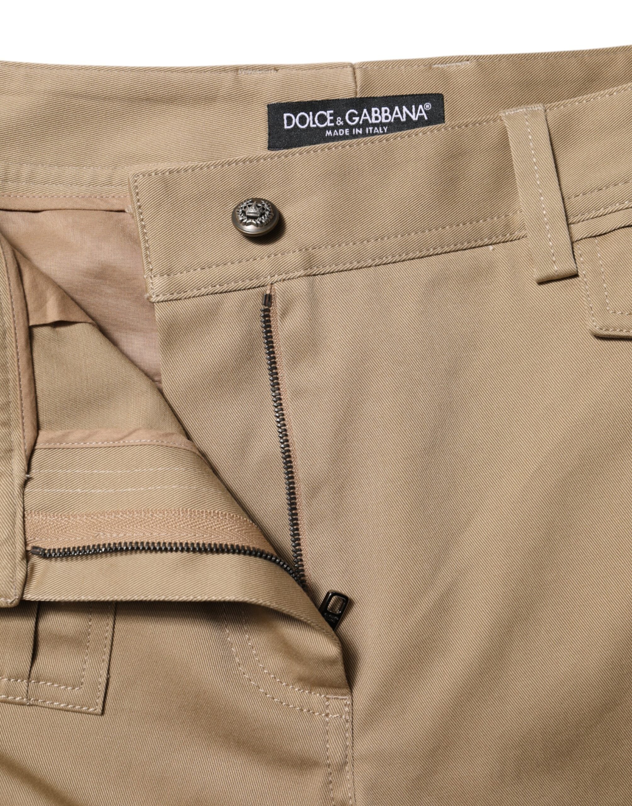 Dolce & Gabbana Beige Cargo Hose mit mittelhohem Bund und schmal zulaufendem Bein