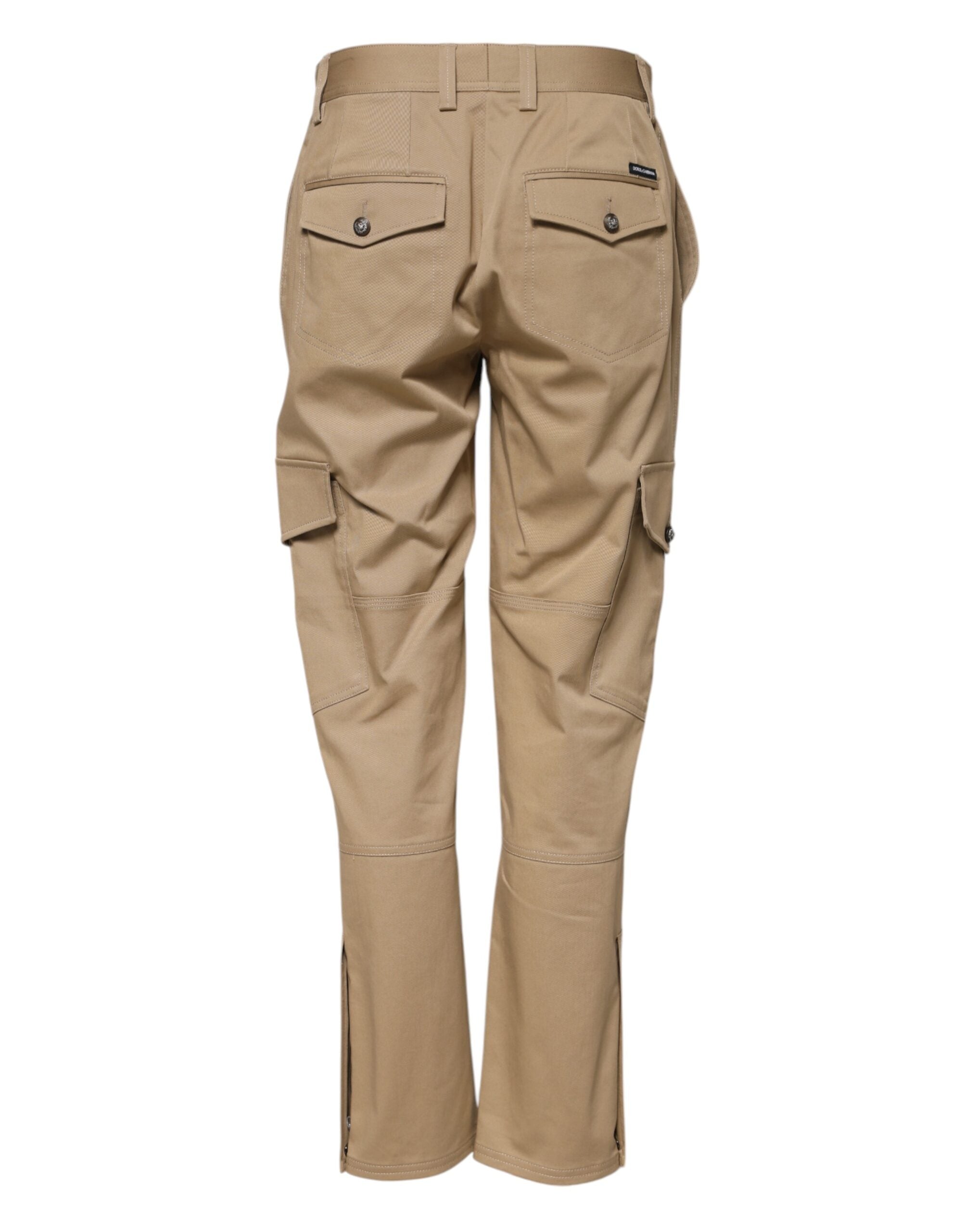 Dolce & Gabbana Beige Cargo Hose mit mittelhohem Bund und schmal zulaufendem Bein