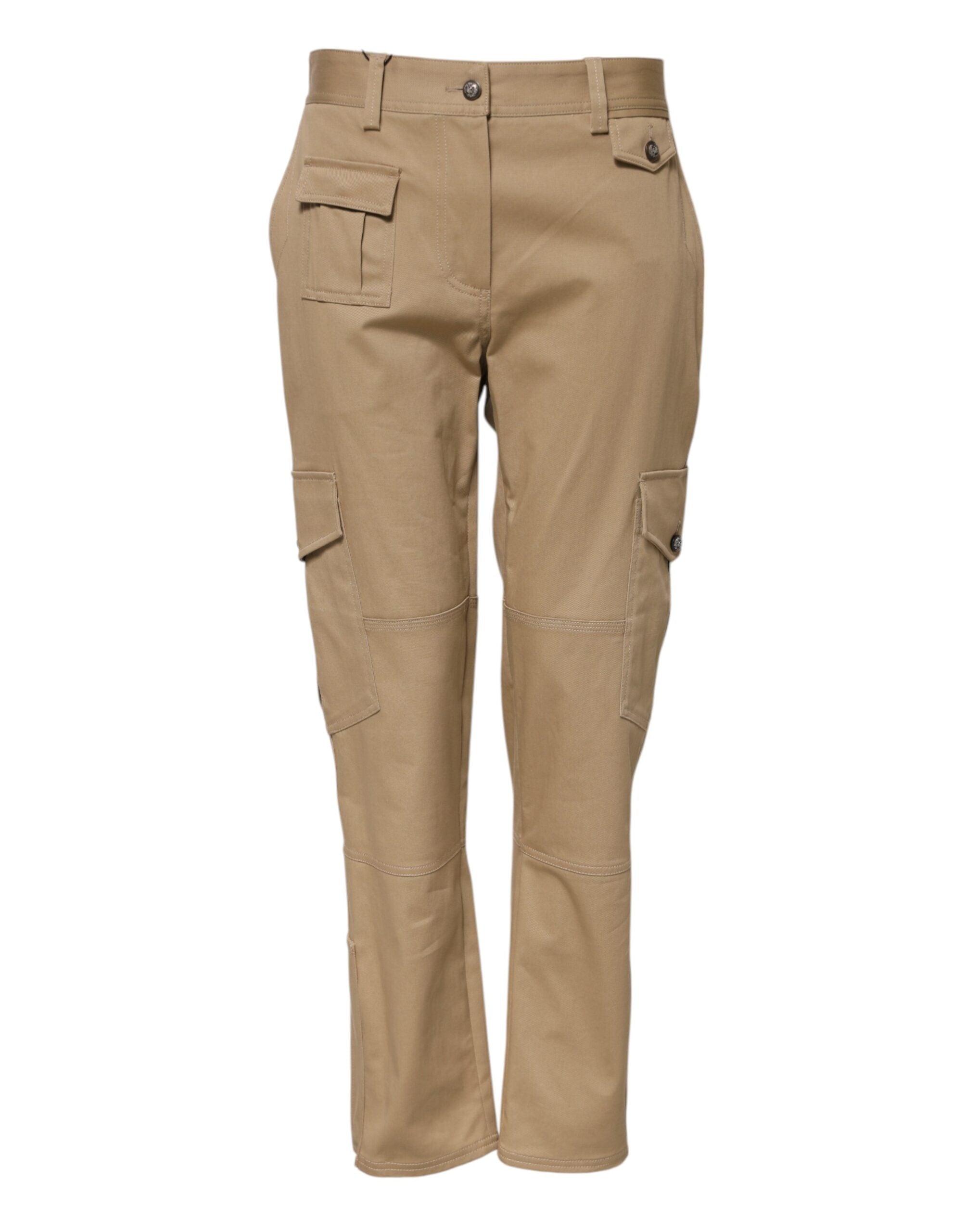 Dolce & Gabbana Beige Cargo Hose mit mittelhohem Bund und schmal zulaufendem Bein