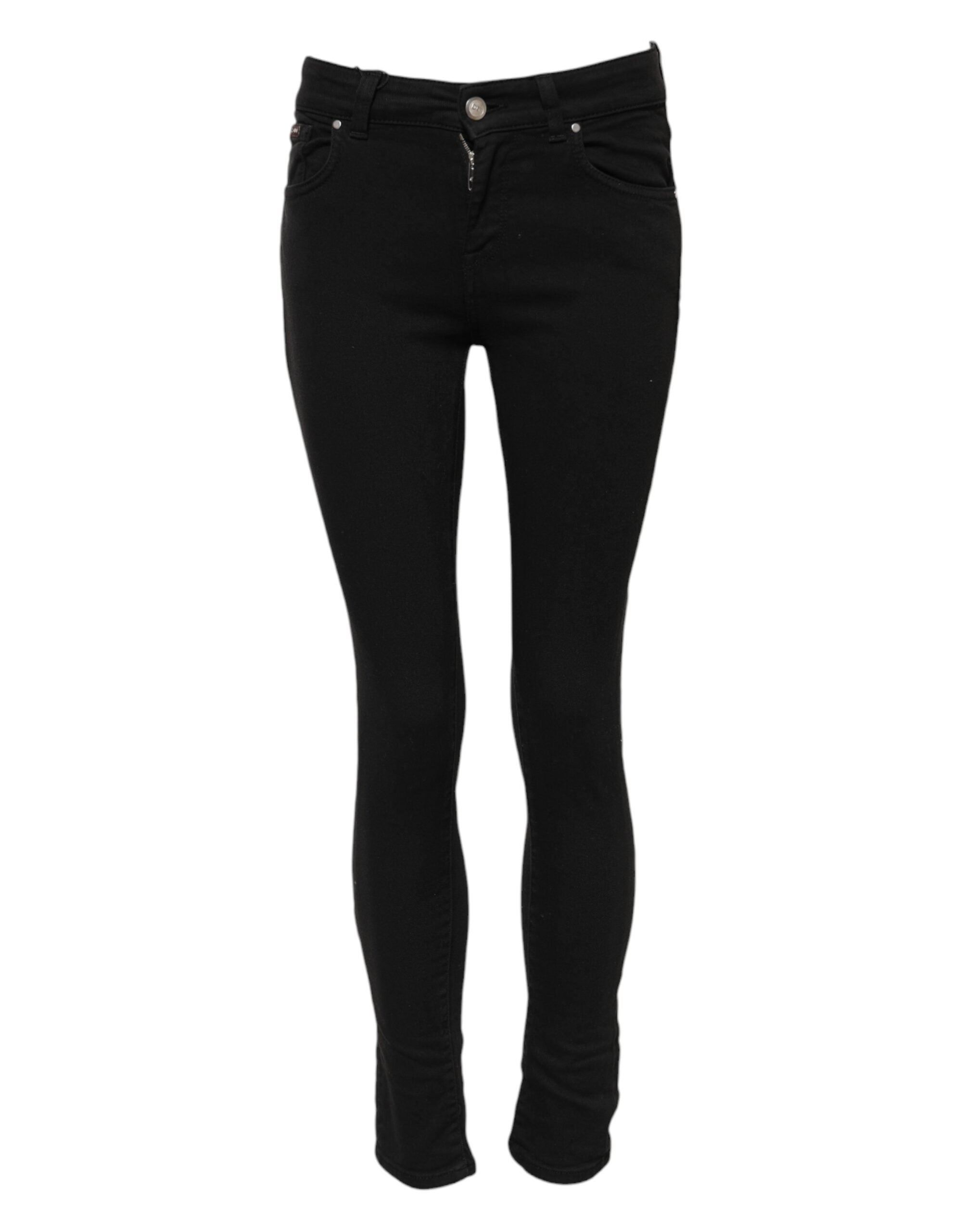Dolce & Gabbana Schwarze Skinny Mid Waist Jeans aus Baumwolle