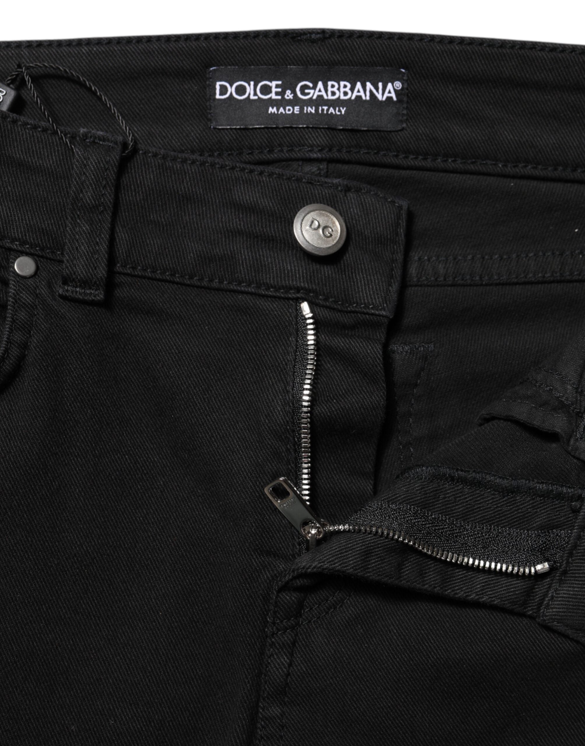 Dolce & Gabbana Schwarze Skinny Mid Waist Jeans aus Baumwolle