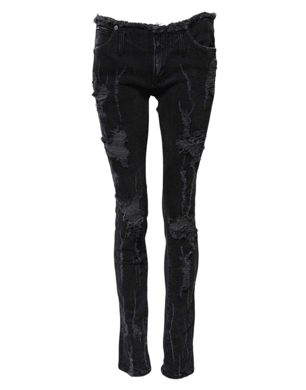 Dolce & Gabbana Schwarze zerrissene Skinny Jeans aus Baumwolle