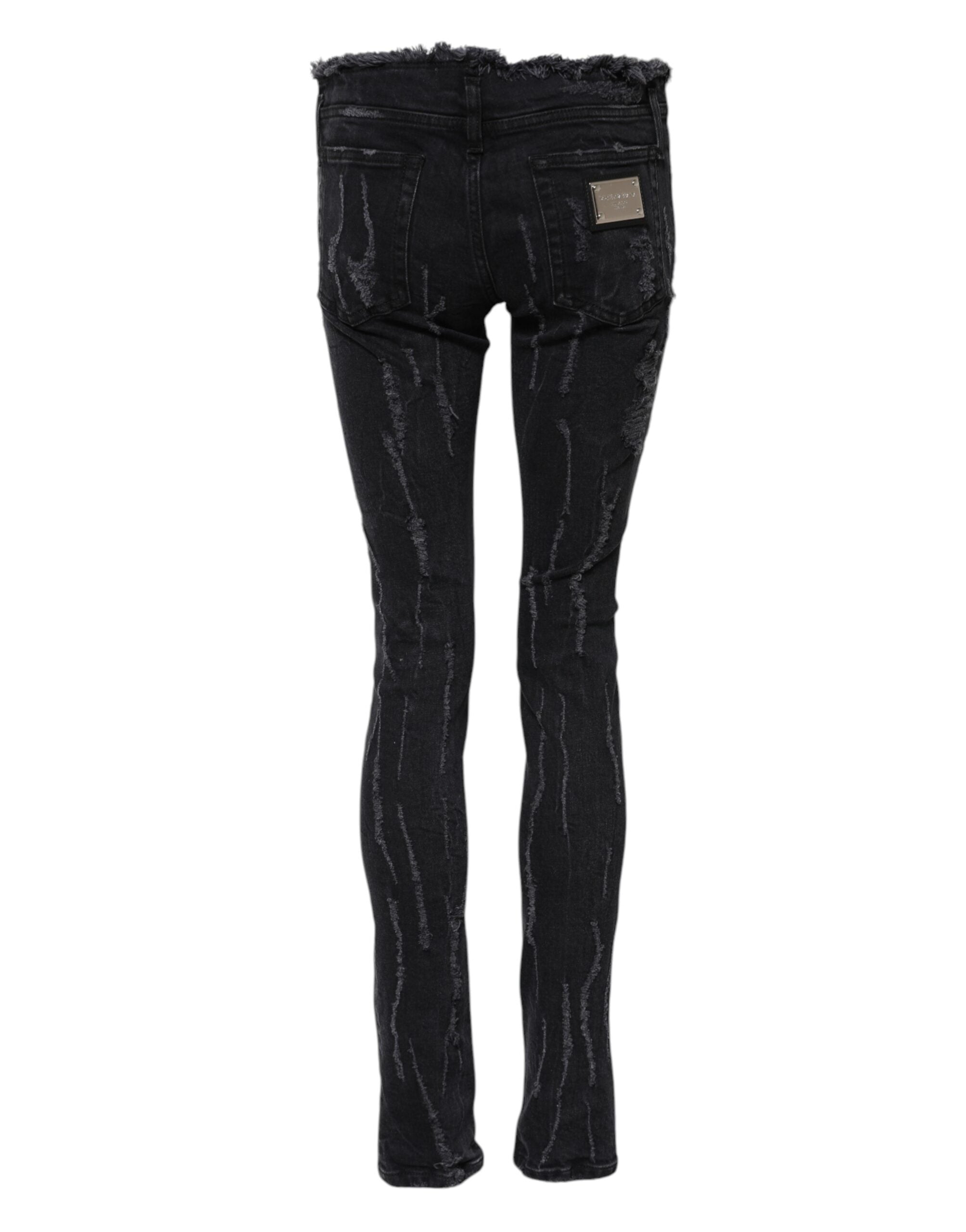 Dolce & Gabbana Schwarze zerrissene Skinny Jeans aus Baumwolle