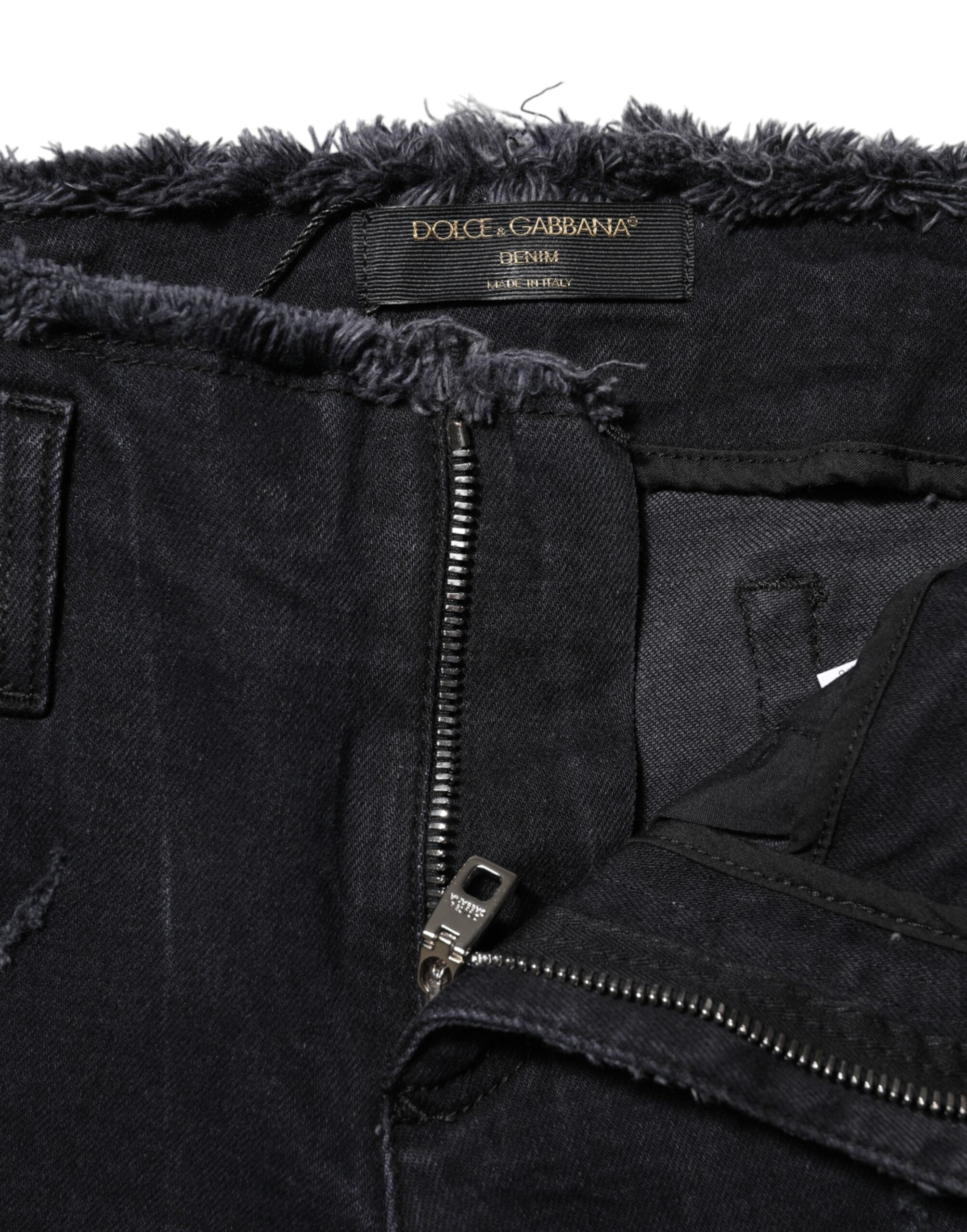Dolce & Gabbana Schwarze zerrissene Skinny Jeans aus Baumwolle
