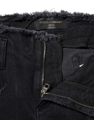 Dolce & Gabbana Schwarze zerrissene Skinny Jeans aus Baumwolle