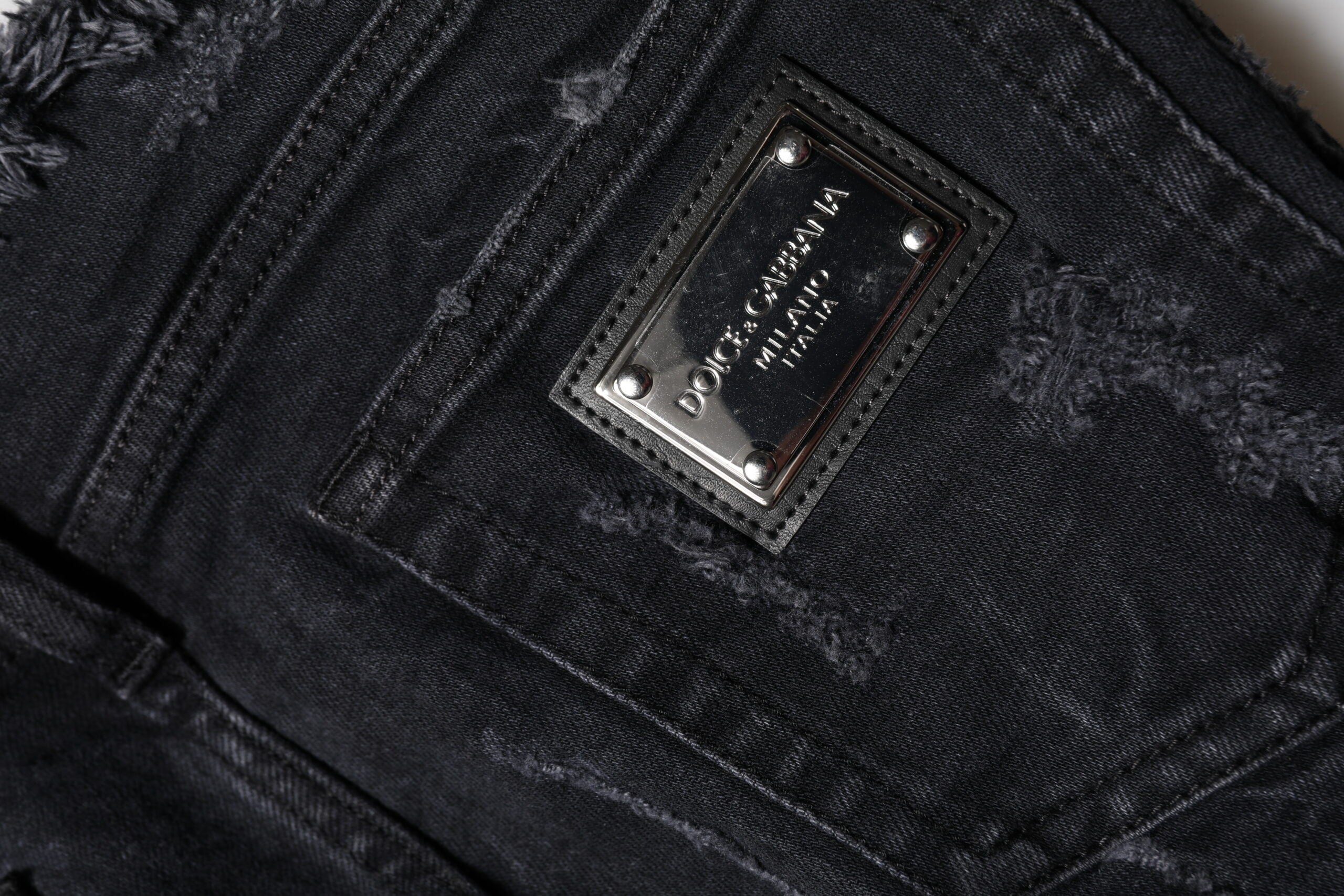 Dolce & Gabbana Schwarze zerrissene Skinny Jeans aus Baumwolle