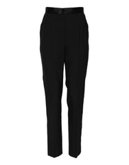 Dolce & Gabbana Zwarte wollen taps toelopende broek met hoge taille