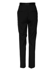 Dolce & Gabbana Zwarte wollen taps toelopende broek met hoge taille