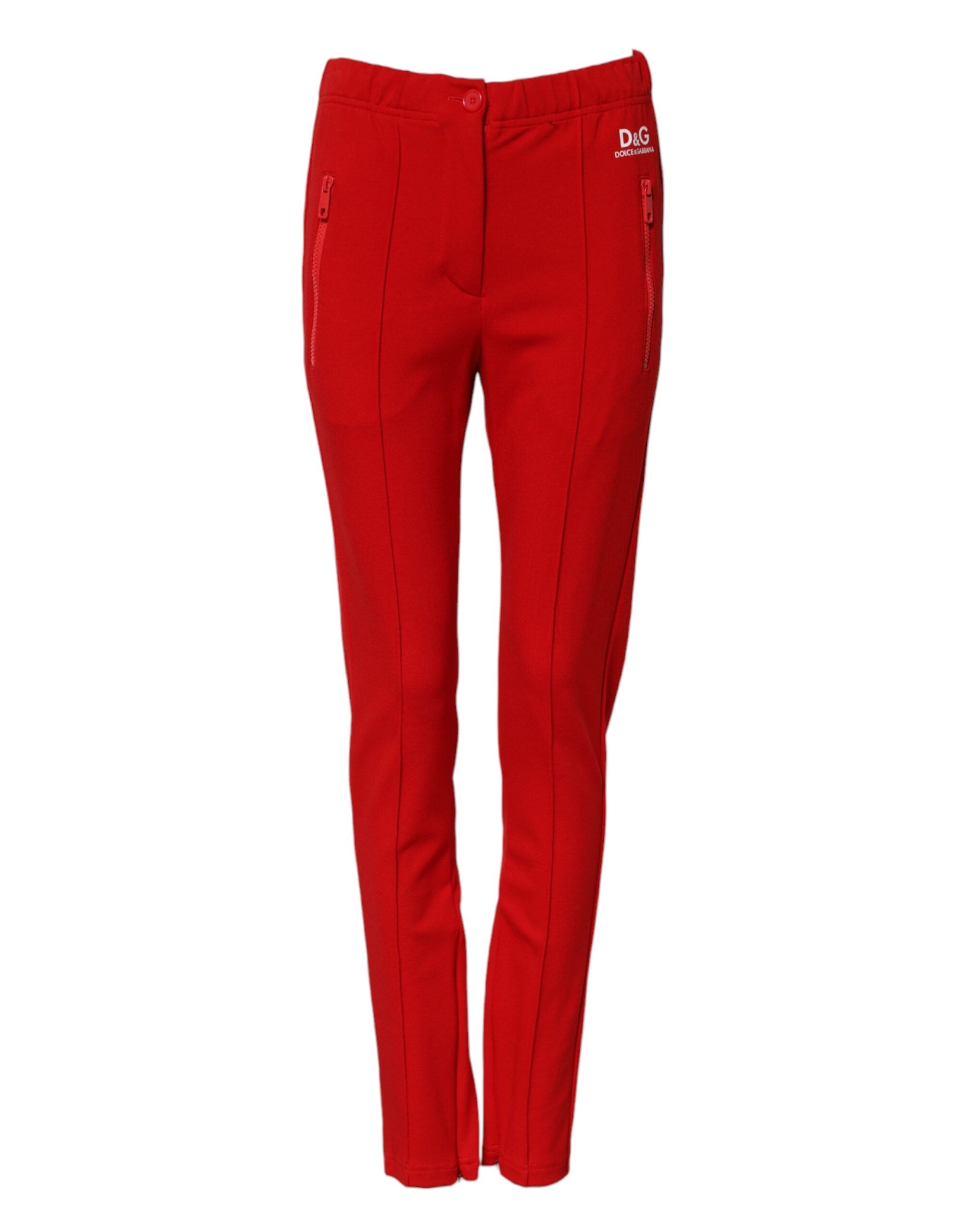 Dolce & Gabbana Rote schmale Hose mit mittlerer Bundhöhe