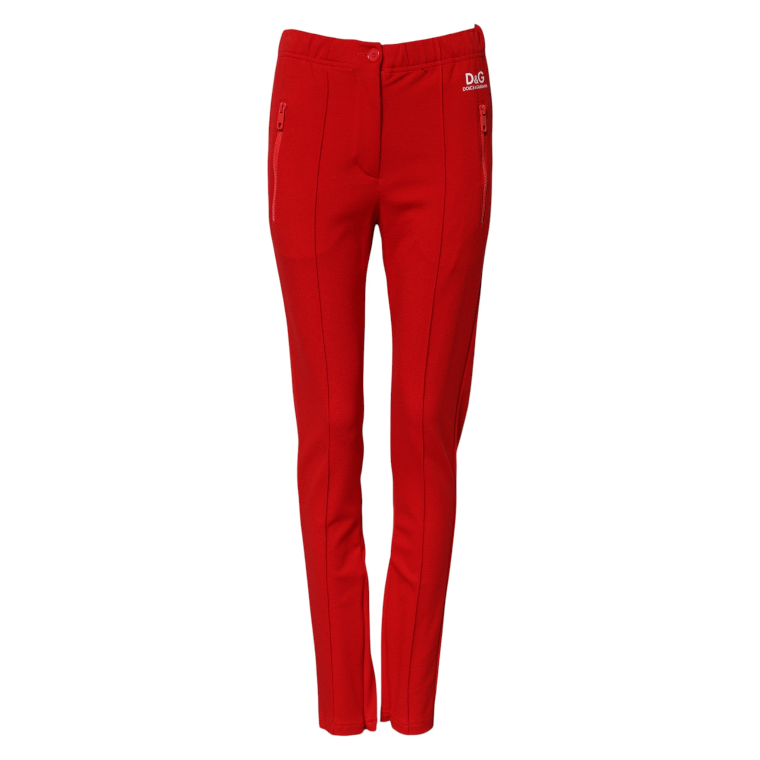 Dolce & Gabbana Rote schmale Hose mit mittlerer Bundhöhe