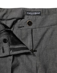 Dolce & Gabbana Grijs Geruite Hoge Taille Uitlopende Broek