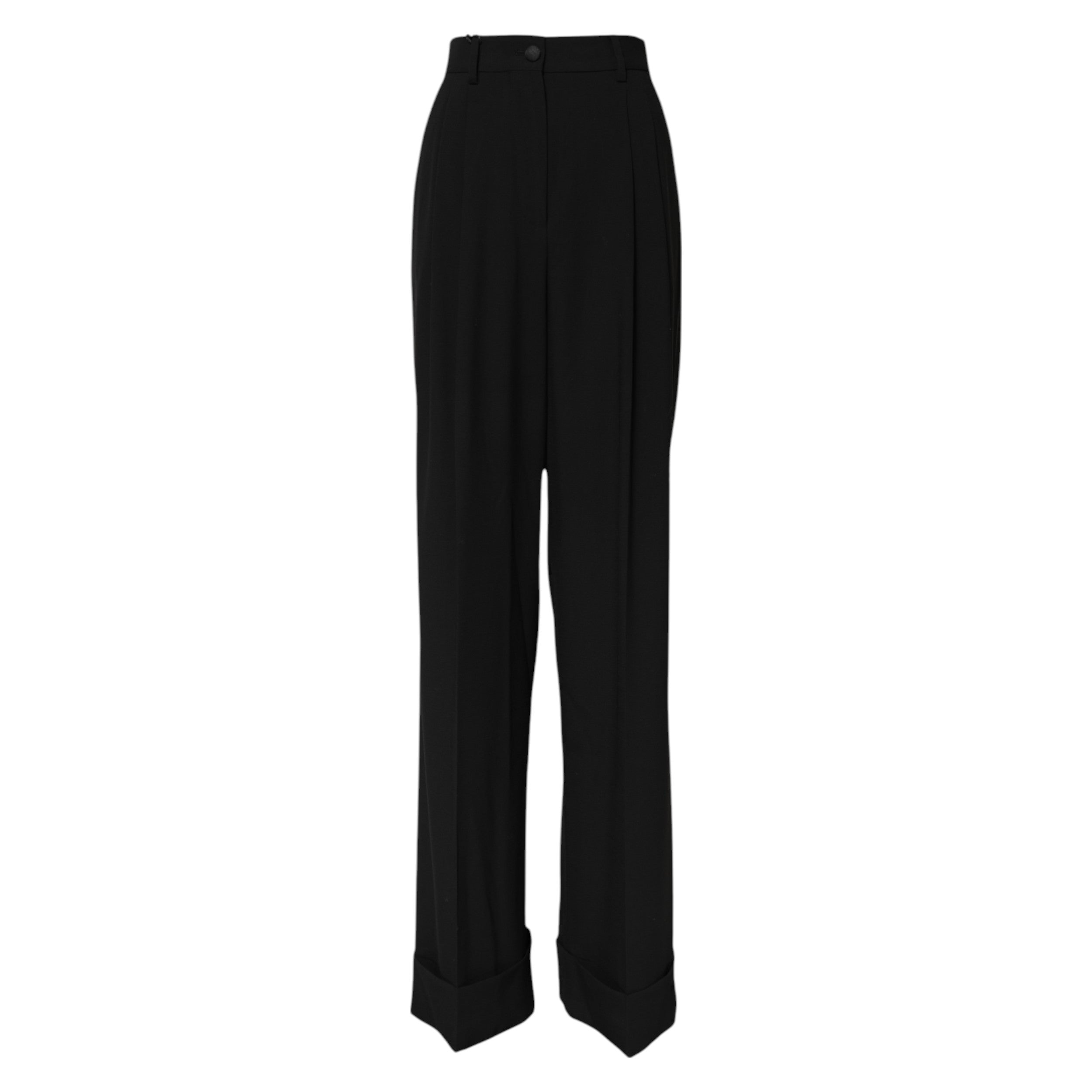 Dolce & Gabbana Schwarze High-Waist-Anzughose aus Wolle
