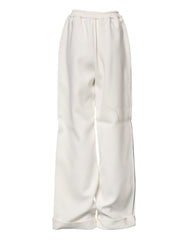 Dolce & Gabbana Witte Viscose Wijde Pijpen Broek met Elastische Taille