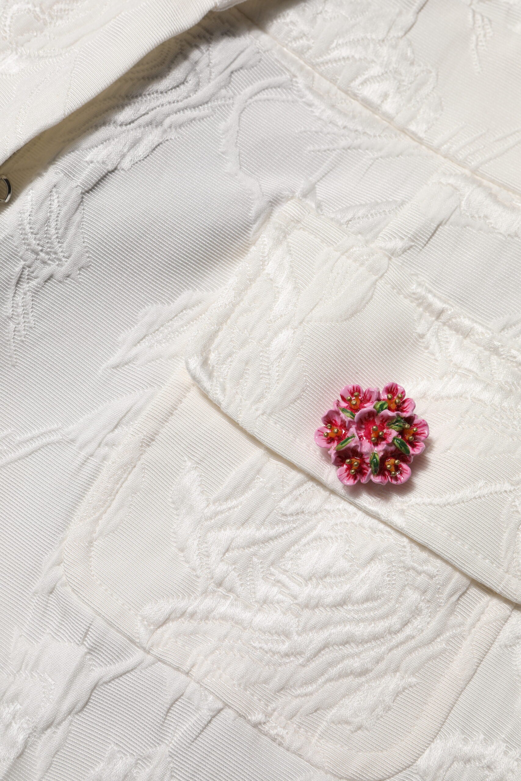 Dolce & Gabbana Weiße Baumwollhose mit Blumen-Jacquard