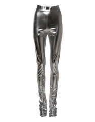 Dolce & Gabbana Metallic Zilveren Polyester Slim Fit Legging Broek